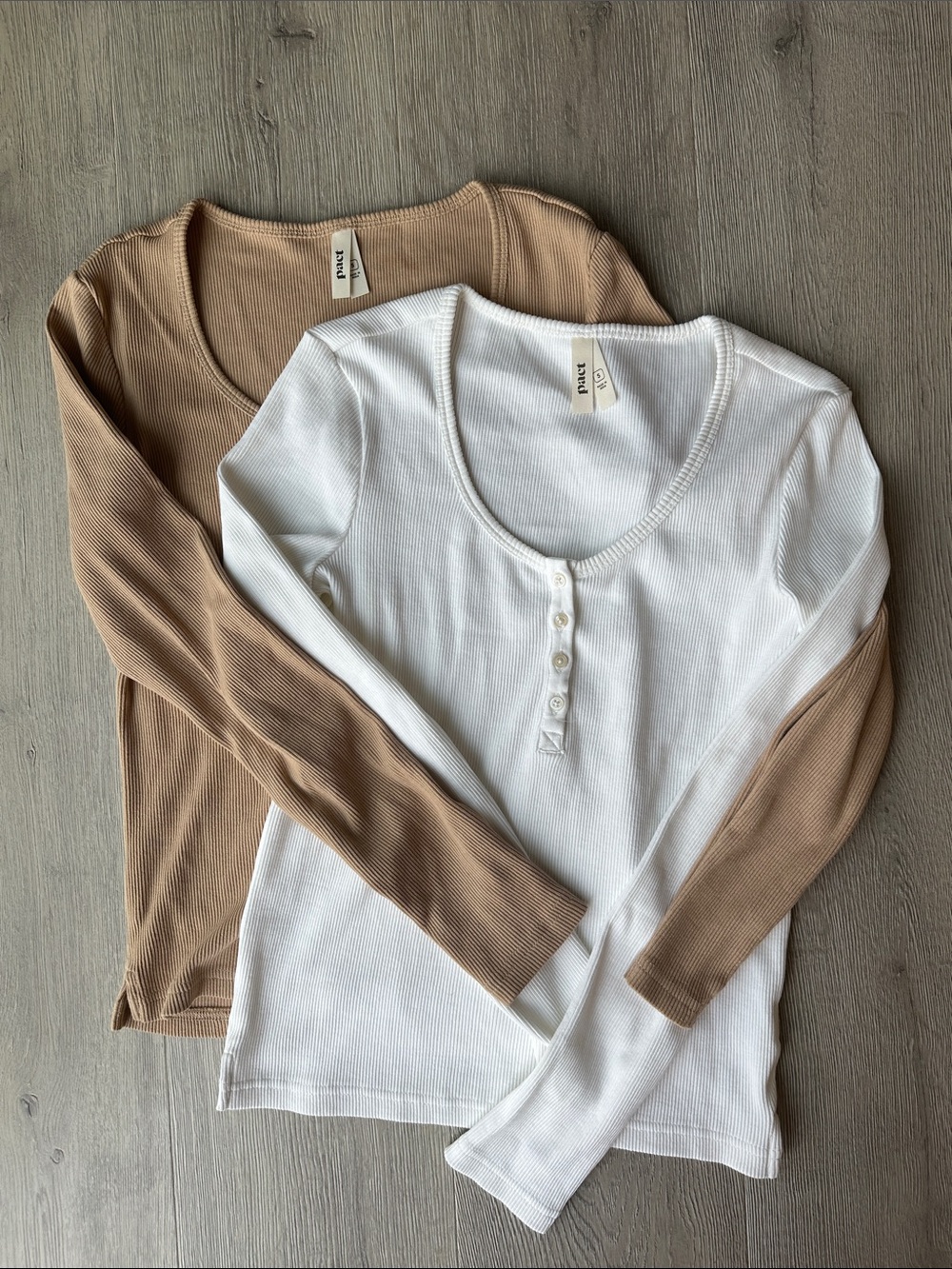 NWOT - bundle of two  Pact organic cotton rib knit Henley tees